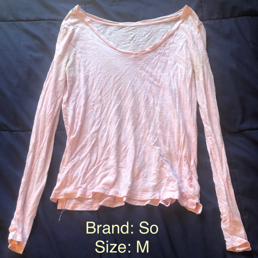 Pink long sleeve V neck